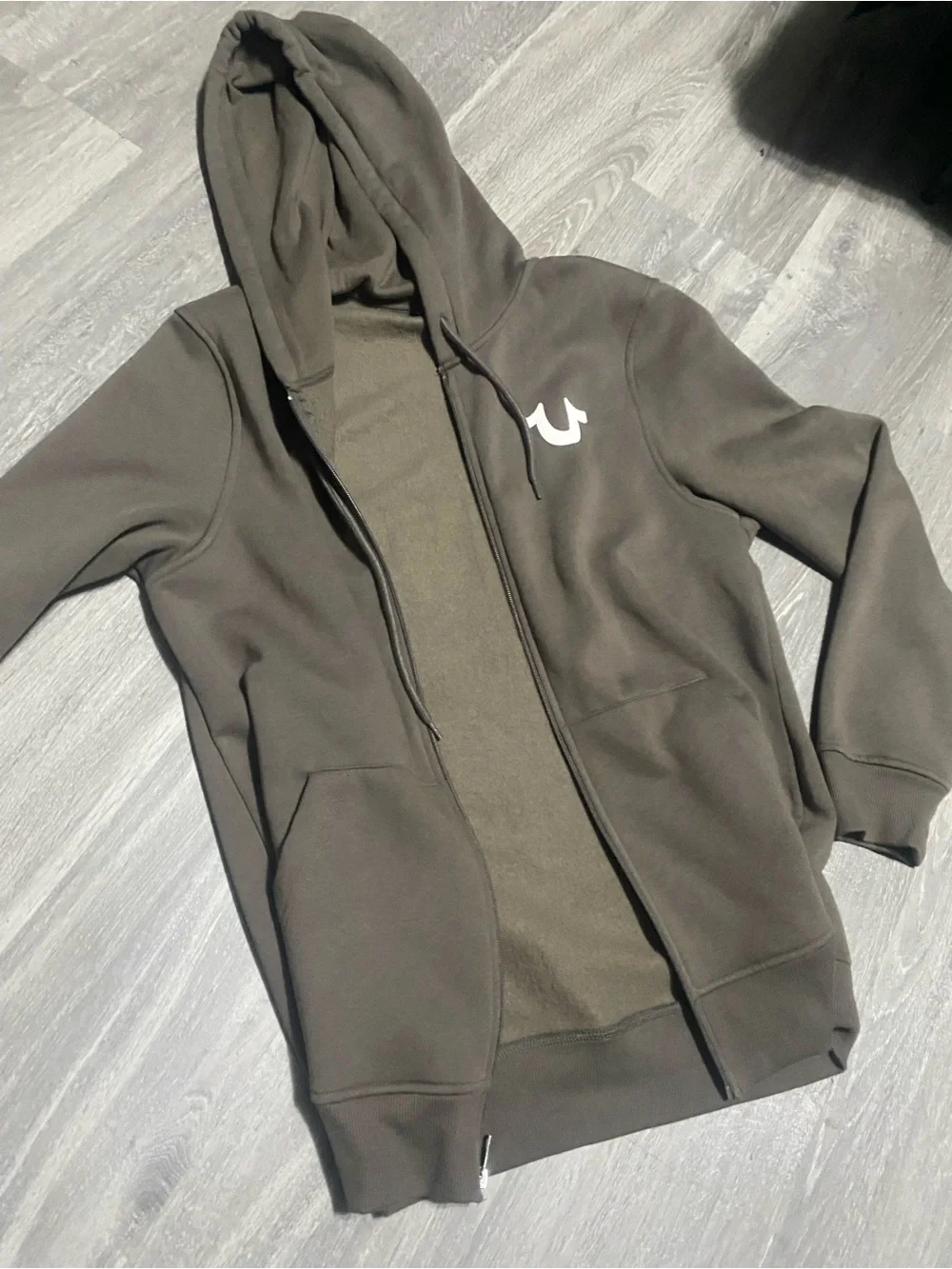 True Religion Olive Zip-Up Hoodie